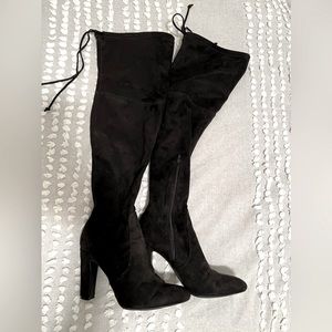 Unisa Black Suede Thigh High Boots size 8